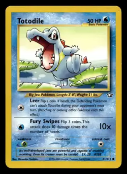 Totodile 81/111 Common Neo Genesis WOTC Pokemon LP - Image 1