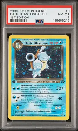 2000 POKEMON ROCKET 1ST EDITION #3 DARK BLASTOISE-HOLO PSA 8 - Image 1