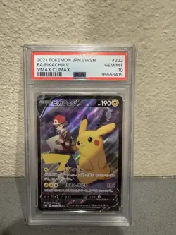 2021 Pokemon PSA 10 Pikachu V FA JPN. SWSH VMax Climax 222/184 CSR - Image 1