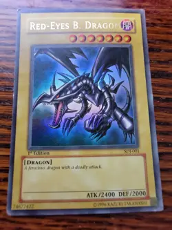 MP* Yugioh Red-Eyes Black Dragon SDJ-001 1st Edition Holo Rare Yu-Gi-Oh! - Image 1
