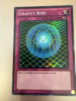 1996 Yugioh Gravity Bind Super Rare Holo Unlimited Edition - Image 2