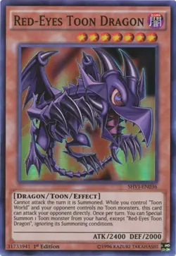 Lightly Played Red-Eyes Toon Dragon - SHVI-EN036 - Super Rare - 1st Edition - Yu - Image 1