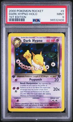 2000 Pokemon Team Rocket Dark Hypno 1st Edition Holo Rare #9 PSA 9 Mint - Image 1