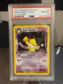 PSA 10 Gem Mint Dark Hypno 9/82 1st Edition Holo Team Rocket 2000 Pokemon - Image 1