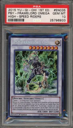Yu-Gi-Oh! PSY-Framelord Omega 1st Edition Secret Rare HSRD-EN035 PSA 10 Gem Mint - Image 1
