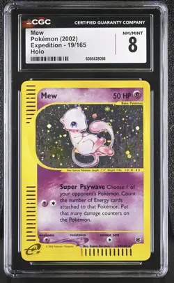 CGC 8 Mew 2002 Expedition 19/165 Holo Pokemon Card - Image 1