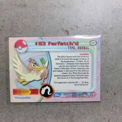 Farfetch'd #83 - BLUE LOGO - Topps TV Animation Series 1 - POKEMON CARD - Image 2