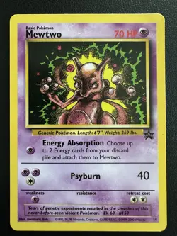 Mewtwo #150 Black Star Promo #14 WOTC 2000 Vintage Pokemon Card MP - Image 1