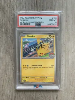 Pokemon Pikachu World Championships 2024 Black Star Promo #190 PSA 10 Gem Mint - Image 1