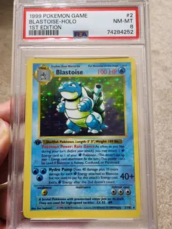 1999 POKEMON BASE SET 1ST EDITION #2 BLASTOISE HOLO PSA 8 - Image 1