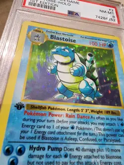 1999 POKEMON BASE SET 1ST EDITION #2 BLASTOISE HOLO PSA 8 - Image 4