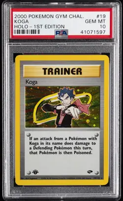 2000 POKEMON GYM CHALLENGE 1ST ED #19 KOGA-HOLO PSA 10 - Image 1