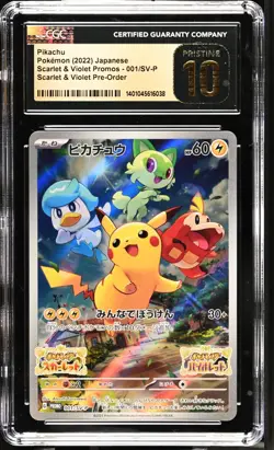 CGC 10 PRISTINE Pikachu 001/SV-P PROMO Scarlet Violet Pre Order Japanese Pokemon - Image 1