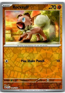 Pokemon TCG Temporal Forces Reverse Holo Rockruff 089/162 Common - Image 1