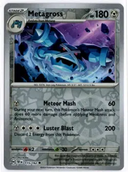 Pokemon TCG Temporal Forces Reverse Holo Metagross 115/162 Uncommon - Image 1