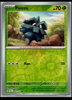 Pokemon TCG Scarlet & Violet Temporal Forces Pineco 002/162 Reverse Holo Common - Image 1