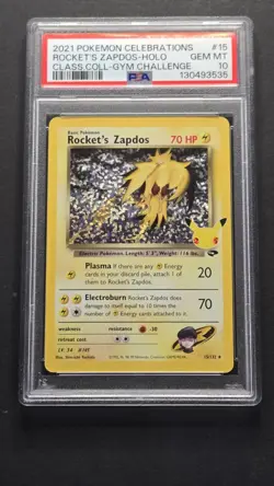 PSA 10 Rocket's Zapdos 15/132 Celebrations Classic Collection Pokemon 2021 - Image 1