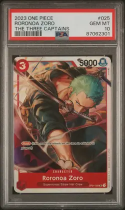 PSA 10 Roronoa Zoro OP01-025 One Piece Ultra Deck ST10 The Three Captains - Image 1