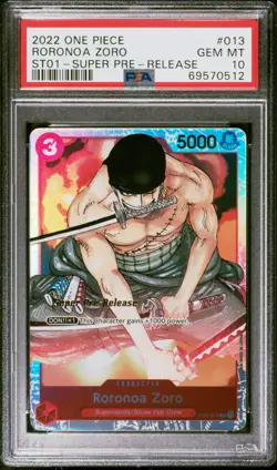 PSA 10 Roronoa Zoro 013 Super Pre-Release One Piece - Image 1