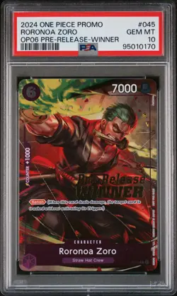 PSA 10 Roronoa Zoro P-045 Wings Of The Captain PRE-RELEASE-WINNER One Piece - Image 1