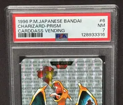 PSA 7 Bandai Carddass Vending #6 Charizard Prism Red Japanese Pokemon NM - Image 3