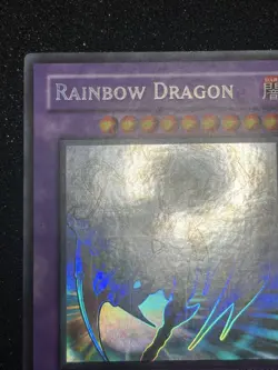 Yugioh Rainbow Dragon GLAS-EN036 1st Chaos Neos Misprint Ghost Rare - Image 3