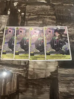 FULL PLAYSET: Capone"Gang"Bege One Piece OP04-100 Kingdoms of Intrigue Foil x4 - Image 1