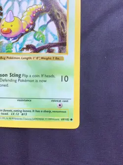 Pokemon Cards: Base Set Shadowless Common: Weedle 69/102 - Image 4