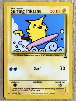 Pokemon Surfing Pikachu WOTC 2001 Promo #28 Double Ink ERROR Misprint. - Image 1