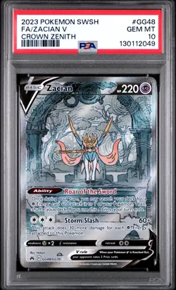2023 POKEMON SWORD & SHIELD CROWN ZENITH #GG48 FULL ART/ZACIAN V PSA 10 - Image 1