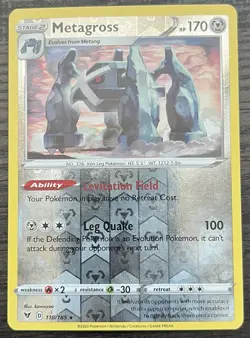 Metagross 118/185 Sword Shield Pokemon TCG Vivid Voltage Reverse Holo MINT NM - Image 1