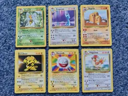 POKEMON TCG BASE SET 1999 FULL SET OF 6 RARE POKEMON PLAYED 18/102 - 22/102 WOTC - Image 1