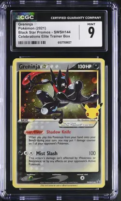 CGC 9 MINT Greninja GOLD STAR SWSH144 Black Star PROMO Celebrations ETB Pokemon - Image 1