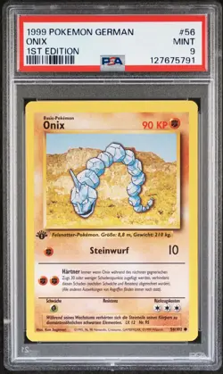 1999 POKEMON GERMAN BASE SET 1ST EDITION #56 ONIX PSA 9 - Image 1