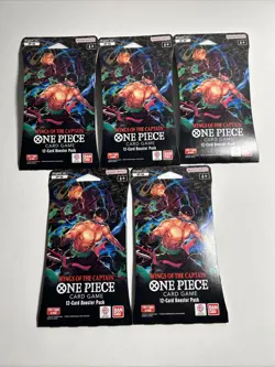 One Piece OP-06 Wings Of The Captain Blister Pack Sleeved Booster Pack Lot Of 5 - Image 1