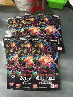 ONE PIECE OP-06 WINGS OF THE CAPTAIN SLEEVED BOOSTER BLISTER PACK - LOT OF 7 - Image 1