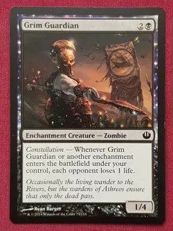 Magic The Gathering JOURNEY INTO NYX GRIM GUARDIAN black card MTG - Image 1