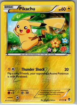 Pikachu 27/111 Reverse Holo XY - Furious Fists - Pokemon Card - NM - Image 1