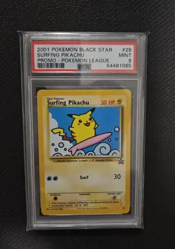 2001 Surfing Pikachu PSA 9 Black Star Promo 28 Pokemon League Wotc Card Tcg - Image 1