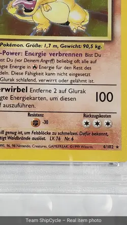 Glurak 4102 PSA 8 Base Set 1st Edition Holo Rare German Pokemon NMMT K G2U - Image 5