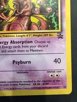 Mewtwo 1999 Pokemon Black Star Movie Promo Stamped #14 - Near Mint - Image 4