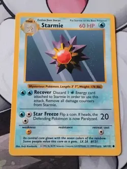 Pokemon TCG Starmie Base Set 64/102 Regular Shadowless Common NM - Image 1