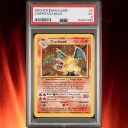 1999 POKEMON GAME CHARIZARD #4 BASE SET UNLIMITED HOLO RARE VINTAGE TCG PSA 5 - Image 1