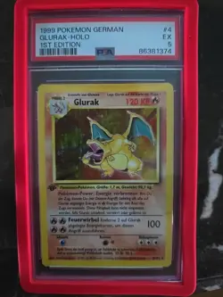 Pokemon TCG Charizard Glurak Base Set Holo Rare 1st Edition German PSA 5 - Image 1