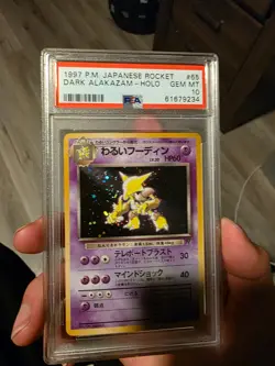 1997 Pokemon Japanese Rocket Dark Alakazam Holo #65 PSA 10 - Image 1