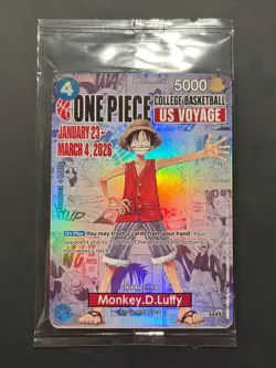One Piece Monkey D. Luffy US Voyage College Basketball Promo Card (Sealed) - Image 1