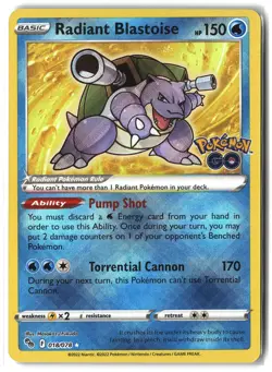 Radiant Blastoise ⭐ 018/078 Holo Radiant Rare Pokemon GO 2022 Pokemon NM - Image 1