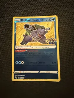 Pokemon TCG Radiant Blastoise Holo Card Pokemon Go 018/078 - Image 1