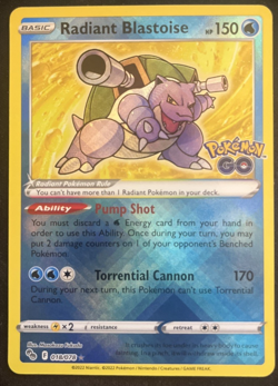 Pokemon TCG Radiant Blastoise Pokemon Go 018/078 Holo Radiant Rare NM Pack Fresh - Image 1
