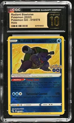 2022 Pokemon Sword & Shield Pokemon GO Radiant Blastoise #018/078 Holo CGC 10 - Image 1